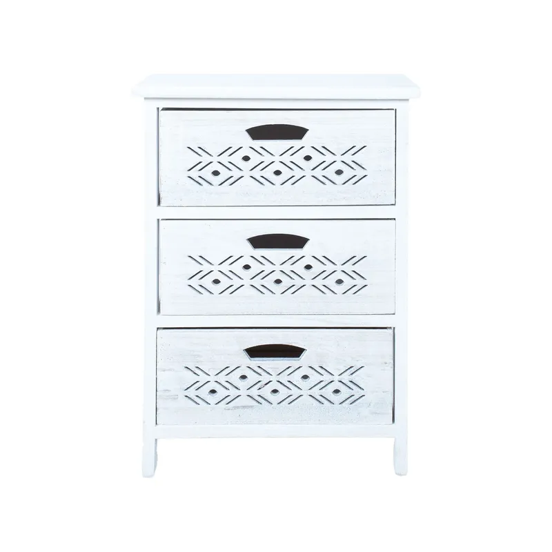 Kommode HOME4YOU Mihkli med 3 opbevaringsrum 40x29x58 cm Hvid - Hvid - Opbevaring - Opbevaringsmøbler - Kommode - Entrékommode