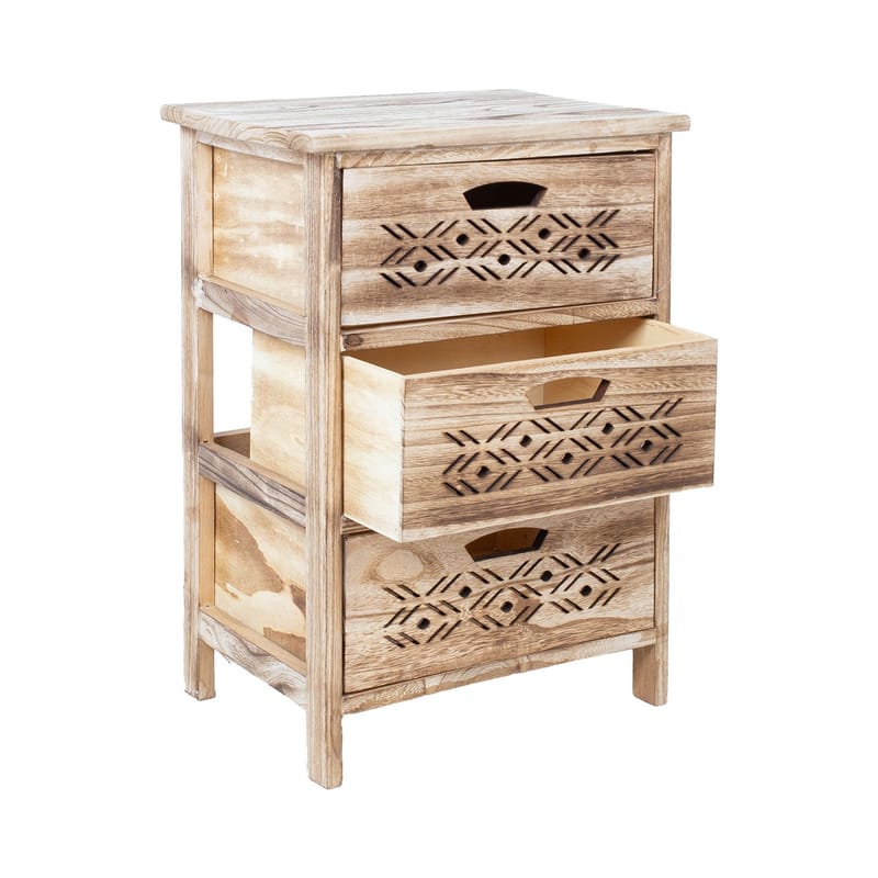 Kommode HOME4YOU Mihkli med 3 opbevaringsrum 40x29x58 cm Natur - Natur - Opbevaring - Opbevaringsmøbler - Kommode - Entrékommode