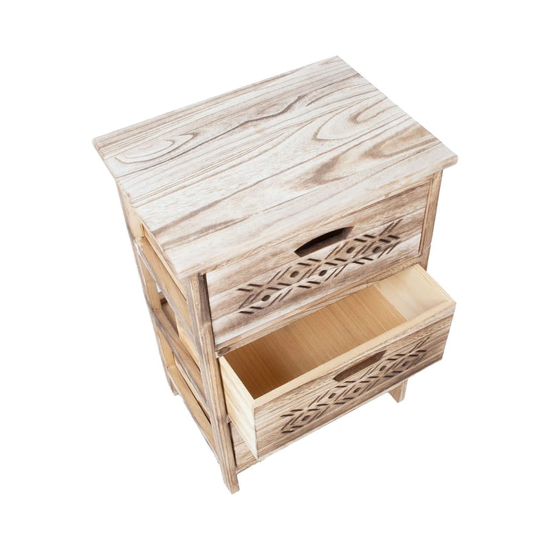 Kommode HOME4YOU Mihkli med 3 opbevaringsrum 40x29x58 cm Natur - Natur - Opbevaring - Opbevaringsmøbler - Kommode - Entrékommode