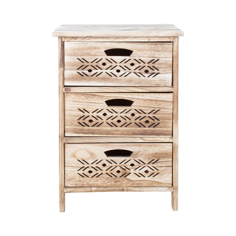Kommode HOME4YOU Mihkli med 3 opbevaringsrum 40x29x58 cm Natur - Natur - Opbevaring - Opbevaringsmøbler - Kommode - Entrékommode