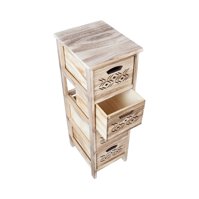 Kommode HOME4YOU Mihkli med 4 opbevaringsenheder 26x32x81 cm natur - natur - Opbevaring - Opbevaringsmøbler - Kommode - Entrékommode