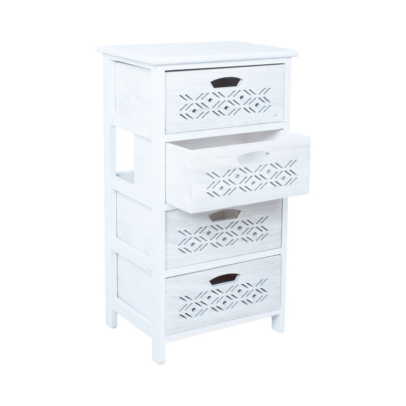 Kommode HOME4YOU Mihkli med 4 opbevaringsrum 40x29x73 cm Hvid - Hvid - Opbevaring - Opbevaringsmøbler - Kommode - Entrékommode