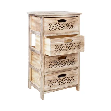 Kommode HOME4YOU Mihkli med 4 opbevaringsrum 40x29x73 cm Natur - Natur - Opbevaring - Opbevaringsmøbler - Kommode - Entrékommode