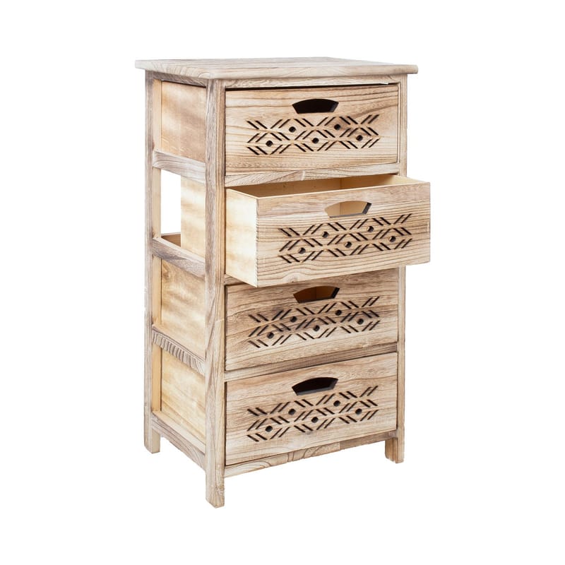 Kommode HOME4YOU Mihkli med 4 opbevaringsrum 40x29x73 cm Natur - Natur - Opbevaring - Opbevaringsmøbler - Kommode - Entrékommode