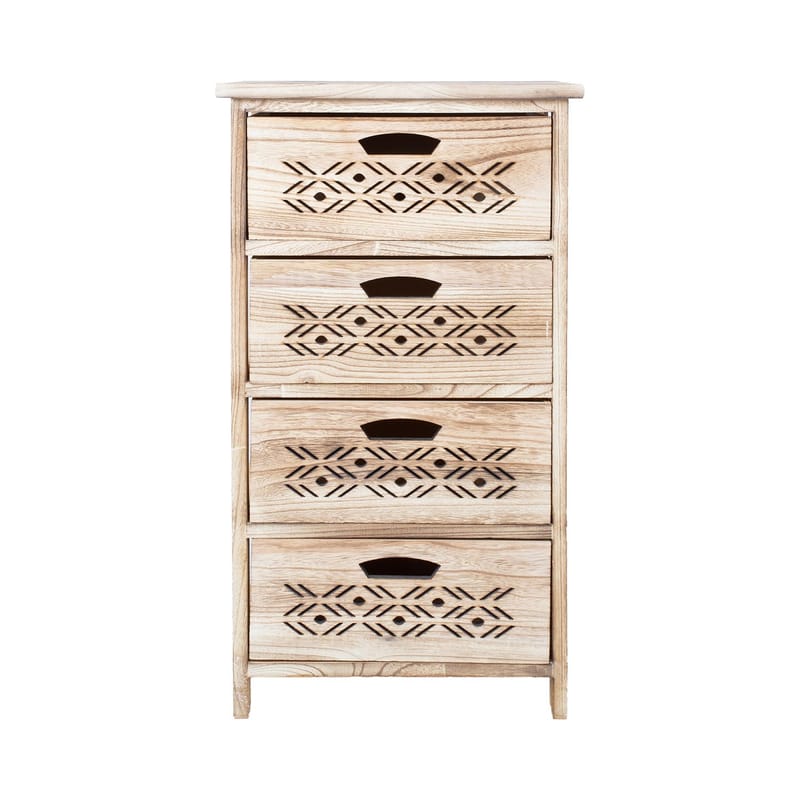Kommode HOME4YOU Mihkli med 4 opbevaringsrum 40x29x73 cm Natur - Natur - Opbevaring - Opbevaringsmøbler - Kommode - Entrékommode