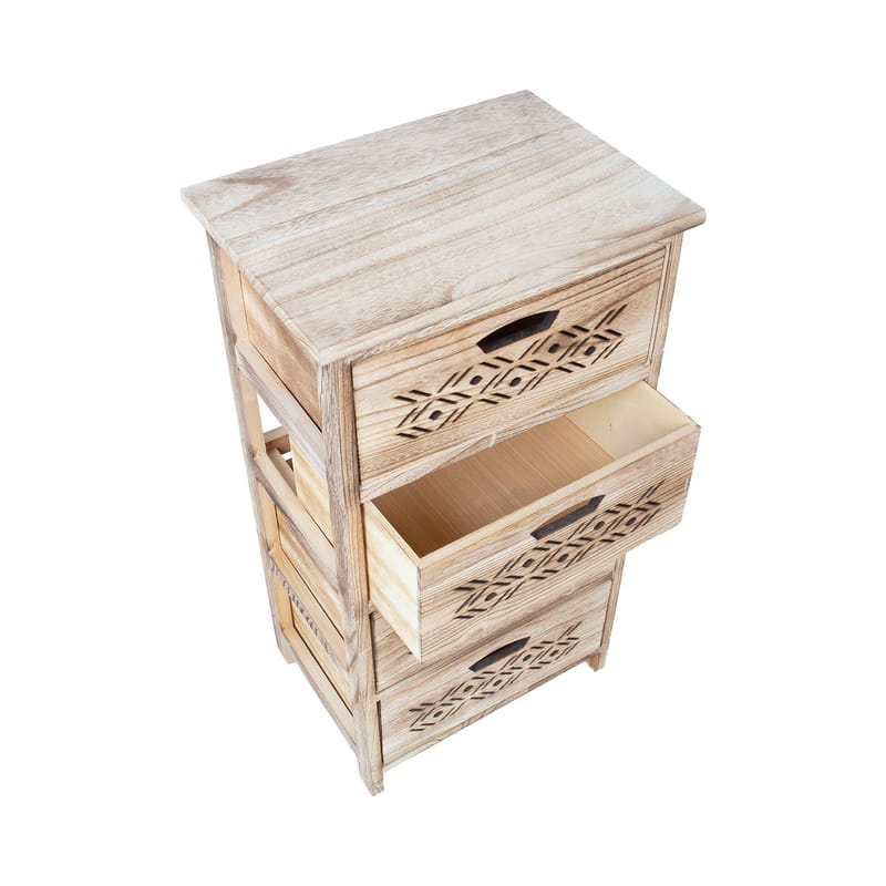Kommode HOME4YOU Mihkli med 4 opbevaringsrum 40x29x73 cm Natur - Natur - Opbevaring - Opbevaringsmøbler - Kommode - Entrékommode