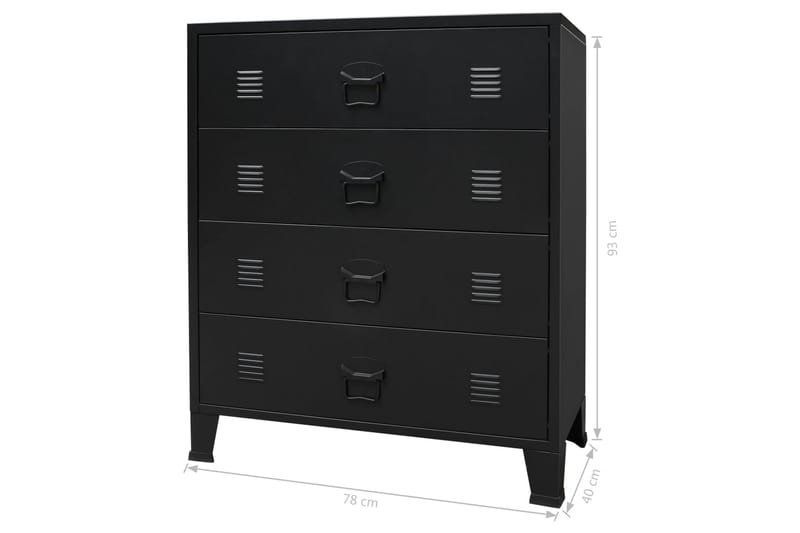 Kommode I Metal Industriel Stil 78 X 40 X 93 Cm Sort - Sort - Opbevaring - Opbevaringsmøbler - Kommode - Entrékommode