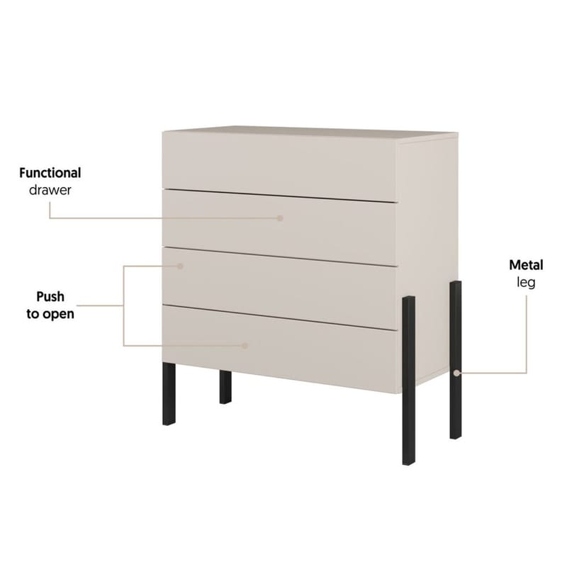 Kommode Jukon S med 4 Skuffer - Opbevaring - Opbevaringsmøbler - Kommode - Entrékommode