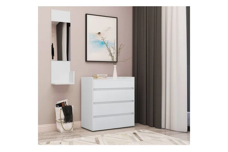 Kommode Kosmo Hvid, 4 skuffer - Hvid, 4 skuffer - Opbevaring - Opbevaringsmøbler - Kommode - Entrékommode