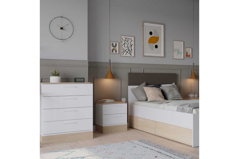 Kommode Matul Eg / Hvid - Mellemfarvet træ/Hvid - Opbevaring - Opbevaringsmøbler - Kommode - Entrékommode