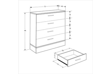 Kommode Matul Eg / Hvid - Mellemfarvet træ/Hvid - Opbevaring - Opbevaringsmøbler - Kommode - Entrékommode