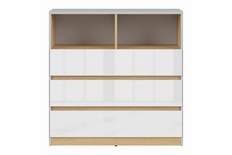 Leokkol Kommode 90 cm - Hvid|Træ/natur|Grå - Opbevaring - Opbevaringsmøbler - Kommode