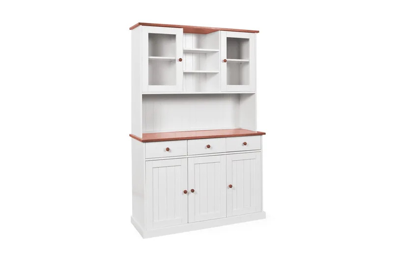 Livesey Skænkvitrine A 131 cm, Hvid/Natur