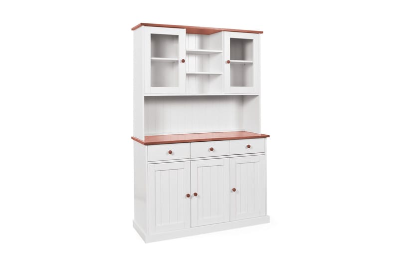 Livesey Skænkvitrine A 131 cm, Hvid/Natur