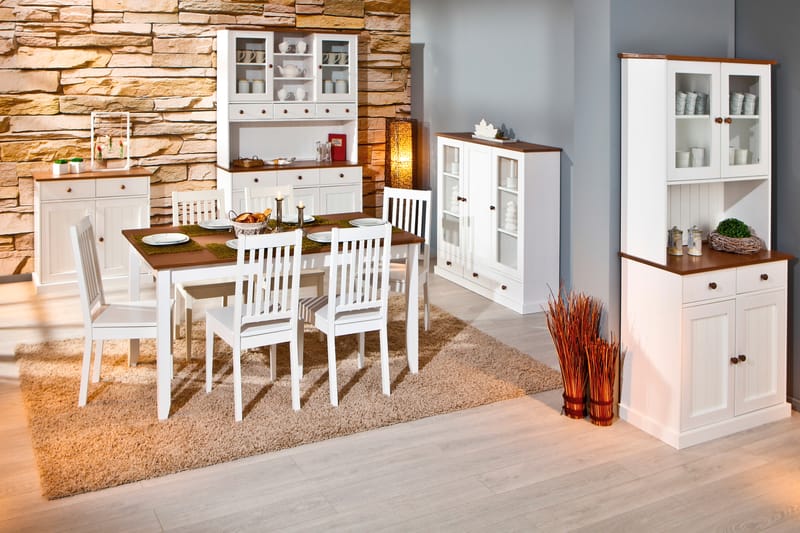 Livesey Skænkvitrine B 131 cm - Hvid/Natur - Opbevaring - Opbevaringsmøbler - Kommode