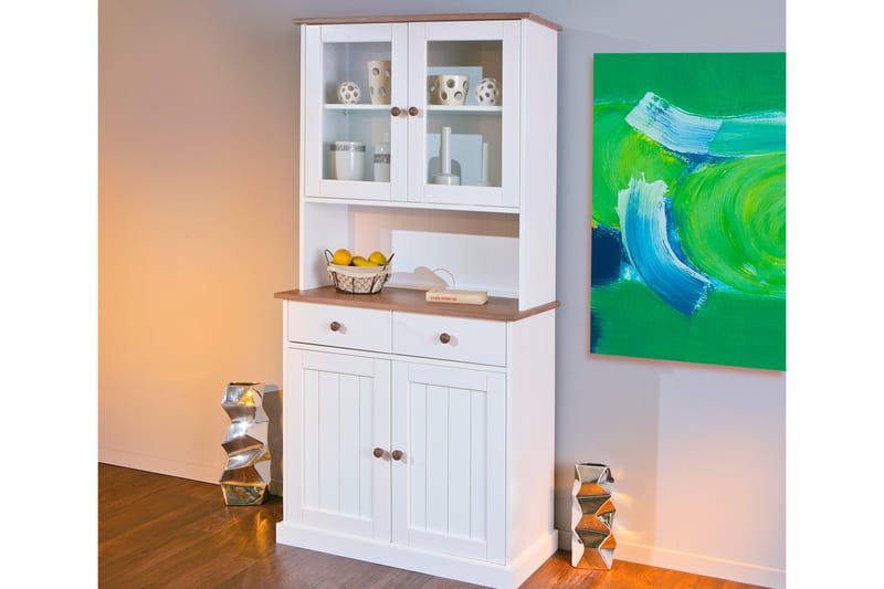 Livesey Vitrineskænk - Hvid/Natur - Opbevaring - Opbevaringsmøbler - Kommode