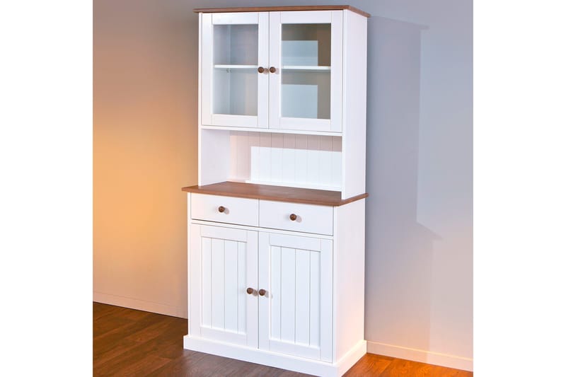 Livesey Vitrineskænk - Hvid/Natur - Opbevaring - Opbevaringsmøbler - Kommode