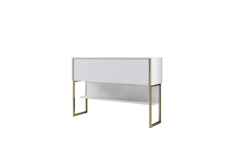 Luxe Kommode 120 cm, Guld/Hvid