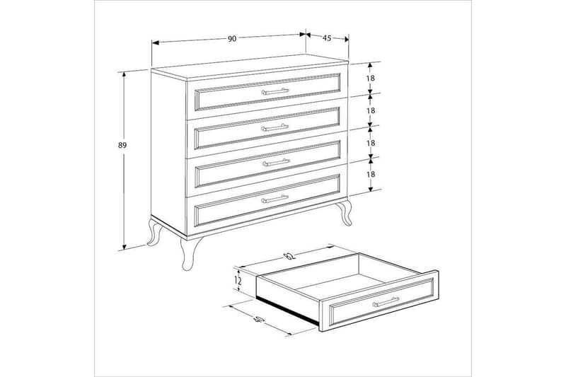 Matul Kommode 90 cm - Hvid - Opbevaring - Opbevaringsmøbler - Kommode - Entrékommode
