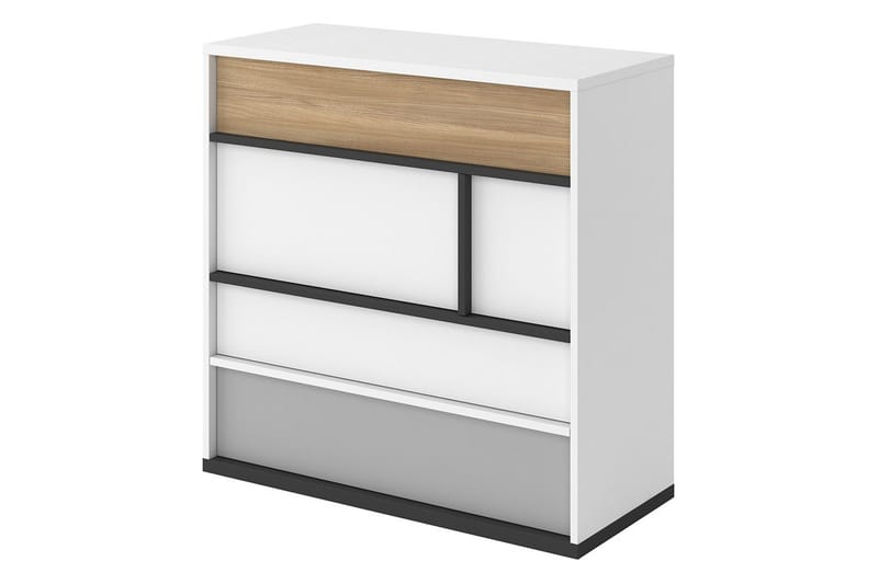 Metropolitan Kommode, Brun/Hvid/Lysgrå/Sort