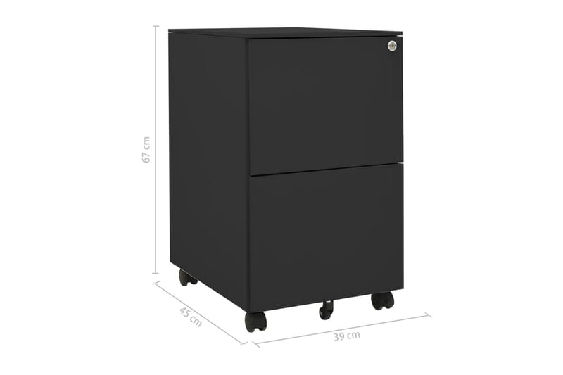 mobilt arkivskab 39x45x67 cm stål antracitgrå - Antracit - Opbevaring - Opbevaringsmøbler - Kommode - Arkivskabe
