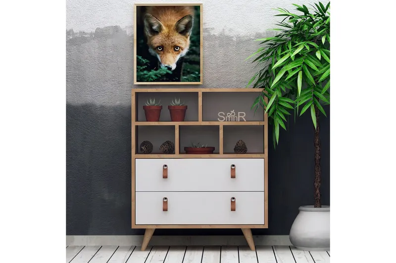 Mod Design Kommode Læderbeslag - Grå / træ - Opbevaring - Opbevaringsmøbler - Kommode - Entrékommode