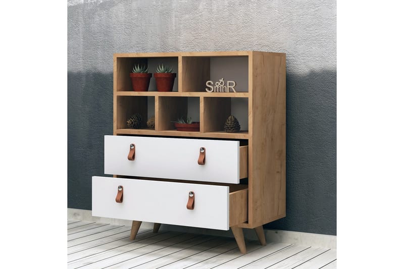 Mod Design Kommode Læderbeslag - Grå / træ - Opbevaring - Opbevaringsmøbler - Kommode - Entrékommode