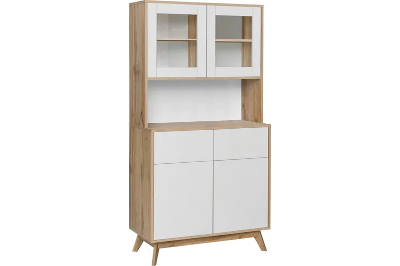 Mohak Kommode med Overskab, Hvid/Brun