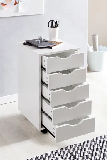 Morara rullekontorskab 33 cm - hvid med sorte hjul - Opbevaring - Opbevaringsmøbler - Kommode - Entrékommode