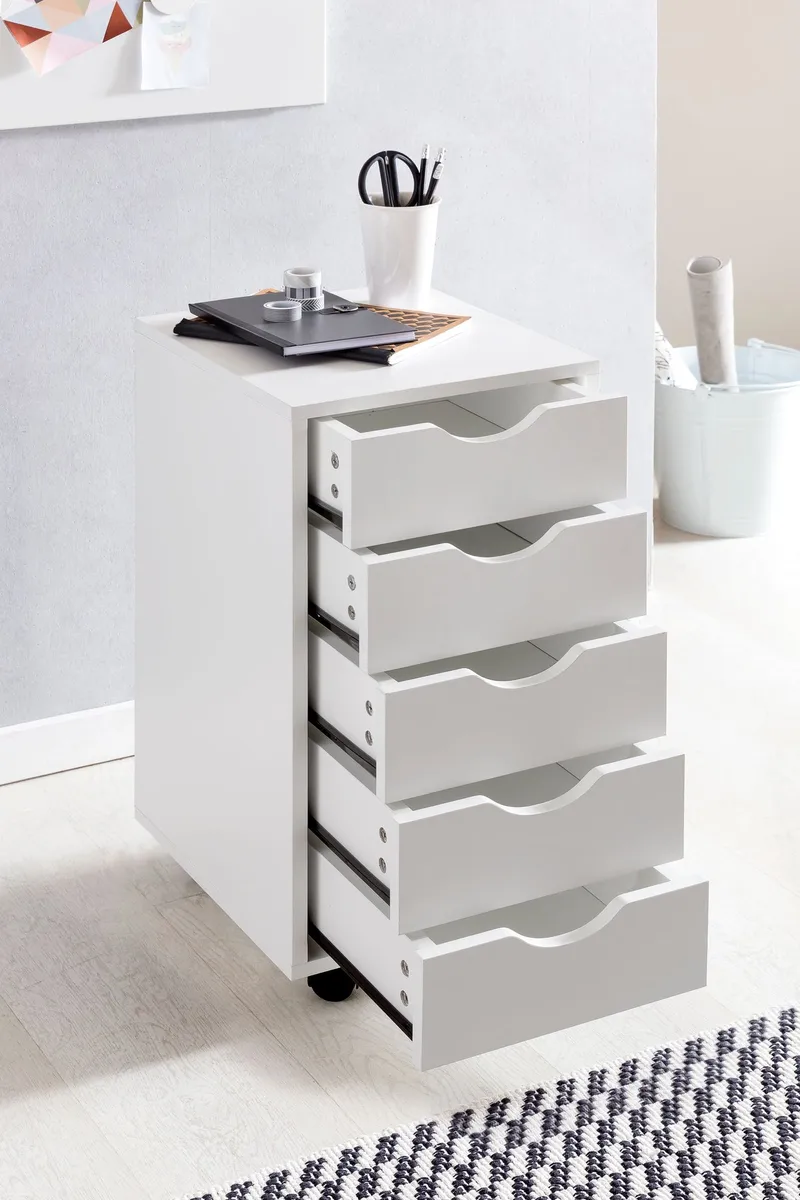 Morara rullekontorskab 33 cm - hvid med sorte hjul - Opbevaring - Opbevaringsmøbler - Kommode - Entrékommode