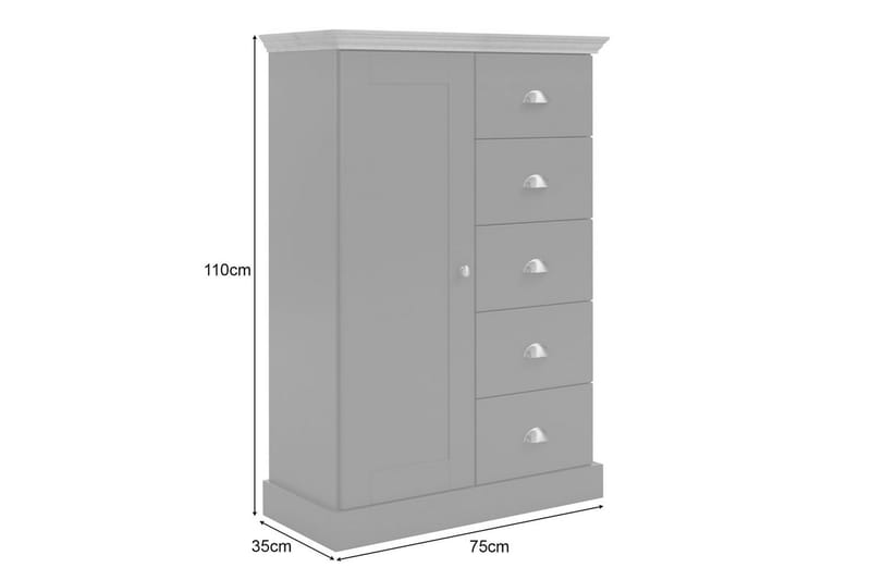 Kommode Motala 75x35x110 cm, Hvid - 75x35x110 cm, Hvid - Opbevaring - Opbevaringsmøbler - Kommode