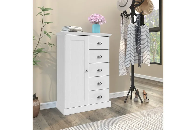 Kommode Motala 75x35x110 cm, Hvid - 75x35x110 cm, Hvid - Opbevaring - Opbevaringsmøbler - Kommode - Entrékommode