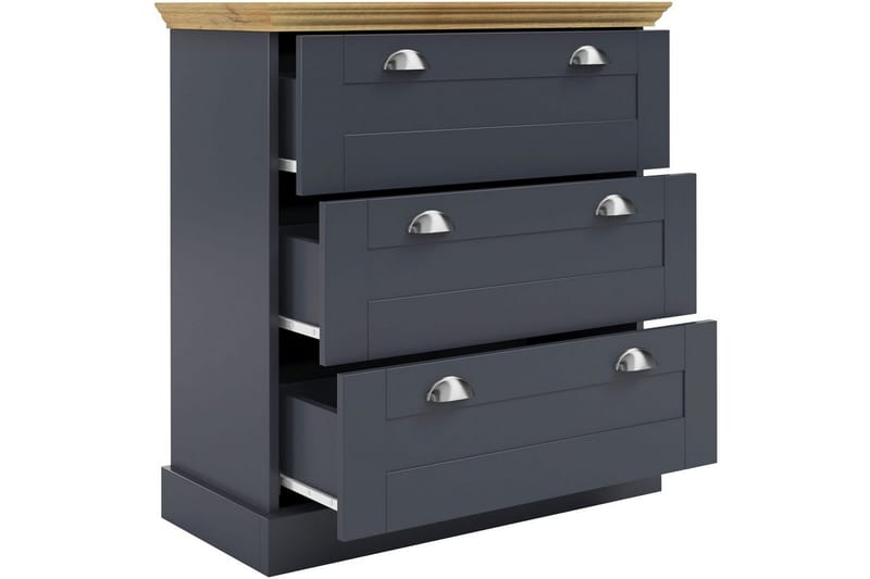 Kommode Motala 75x35x80 cm, Antracit/Eg - 75x35x80 cm, Antracit/Eg - Opbevaring - Opbevaringsmøbler - Kommode