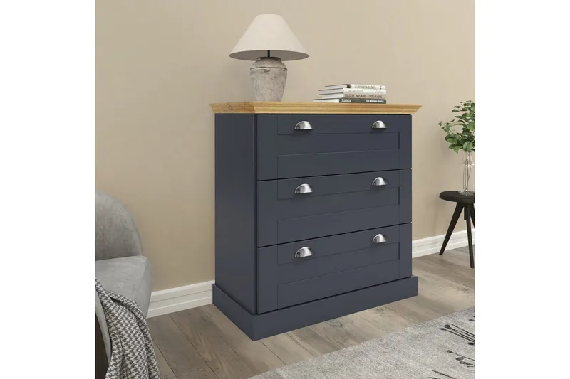 Kommode Motala 75x35x80 cm, Antracit/Eg - 75x35x80 cm, Antracit/Eg - Opbevaring - Opbevaringsmøbler - Kommode - Entrékommode