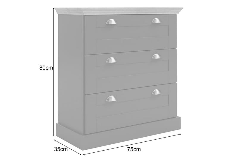 Kommode Motala 75x35x80 cm, Hvid - 75x35x80 cm, Hvid - Opbevaring - Opbevaringsmøbler - Kommode