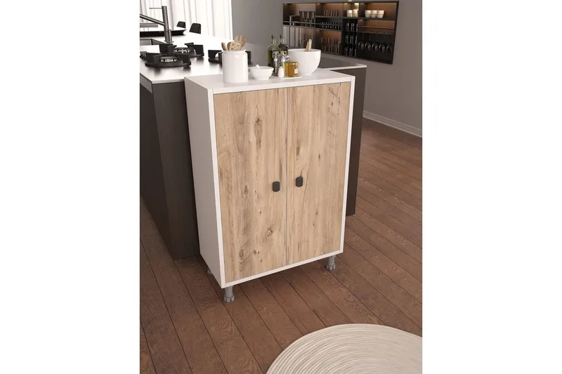 Multifunktionsskab Sourav Atlantisk Fyr / Hvid - Brun/Hvid - Opbevaring - Opbevaringsmøbler - Kommode - Entrékommode