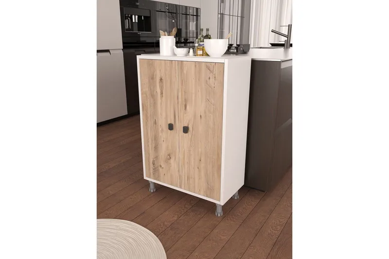 Multifunktionsskab Sourav Atlantisk Fyr / Hvid - Brun/Hvid - Opbevaring - Opbevaringsmøbler - Kommode - Entrékommode