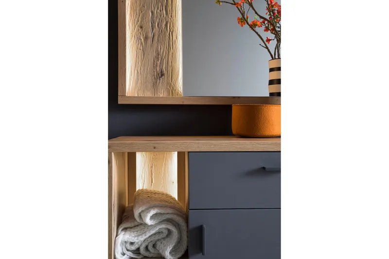 Nacimento Kommode 37x76 cm - Grå/Natur - Opbevaring - Opbevaringsmøbler - Kommode - Entrékommode