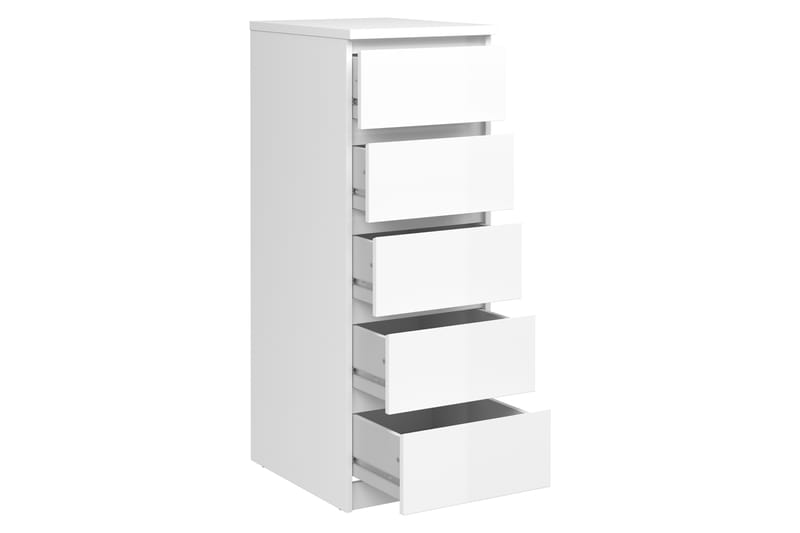 Naia Kommode 40 cm 5 Skuffer - Hvid/Højglans - Opbevaring - Opbevaringsmøbler - Kommode - Entrékommode