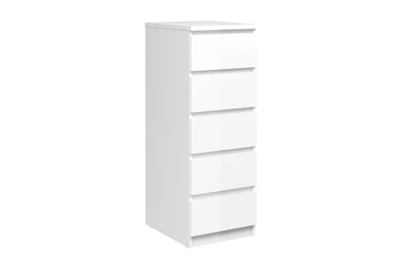 Naia Kommode 40 cm 5 Skuffer, Hvid/Højglans