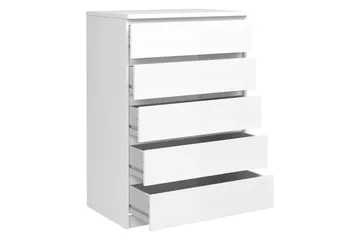 Naia Kommode 77 cm 5 Skuffer - Hvid/Højglans - Opbevaring - Opbevaringsmøbler - Kommode - Entrékommode