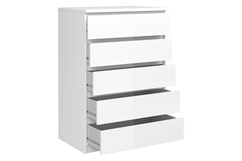 Naia Kommode 77 cm 5 Skuffer - Hvid/Højglans - Opbevaring - Opbevaringsmøbler - Kommode - Entrékommode