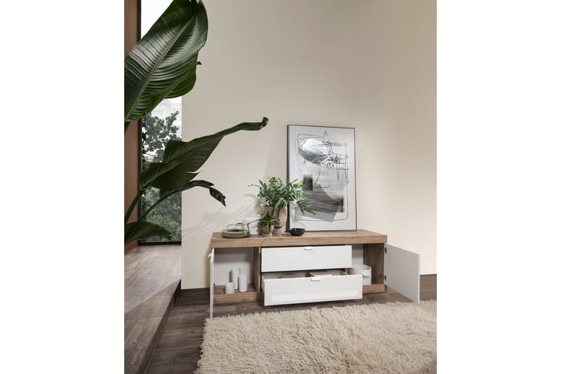 Nicery Kommode 180 cm - Hvid/Brun - Opbevaring - Opbevaringsmøbler - Kommode