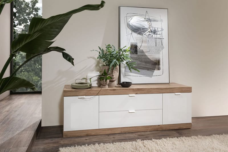 Nicery Kommode 180 cm - Hvid/Brun - Opbevaring - Opbevaringsmøbler - Kommode