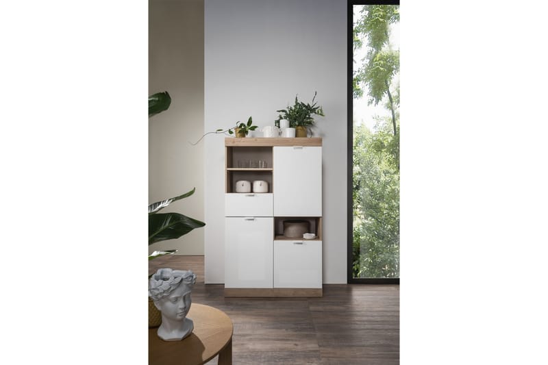 Nicery Kommode 90 cm - Hvid/Brun - Opbevaring - Entréopbevaring