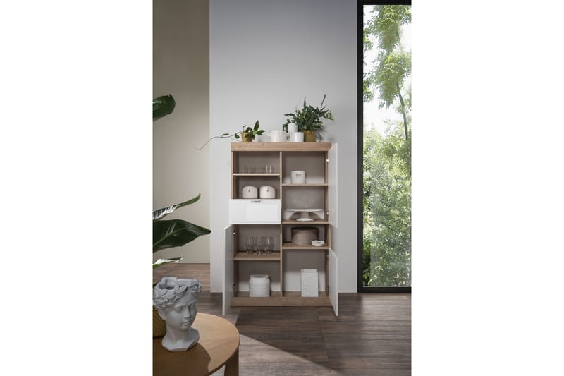 Nicery Kommode 90 cm - Hvid/Brun - Opbevaring - Entréopbevaring