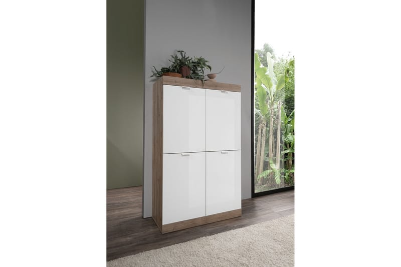 Nicery Kommode 90 cm - Hvid/Brun - Opbevaring - Entréopbevaring