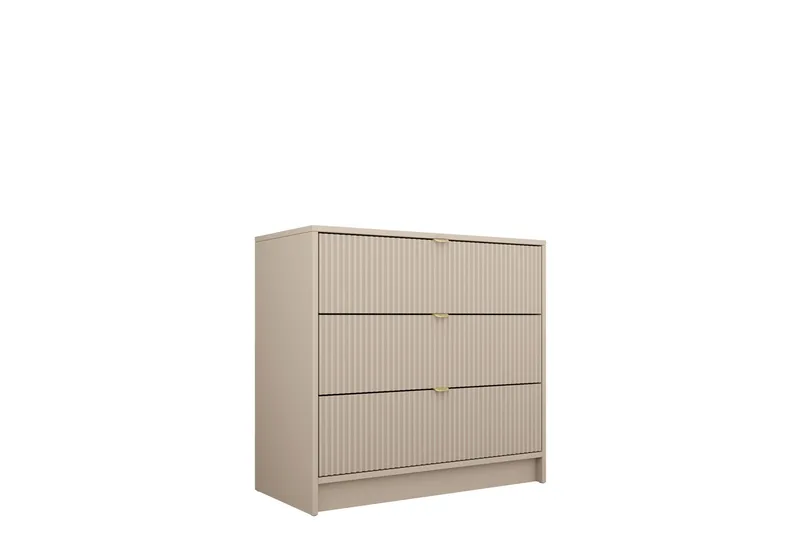Novaj Høj kommode 80x40x75 cm i træ med opbevaringsskuffer, Beige