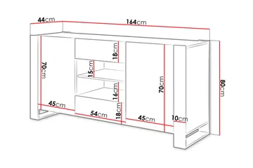Oberting Kommode 164x44 cm - Træ/natur/Grå - Opbevaring - Opbevaringsmøbler - Kommode