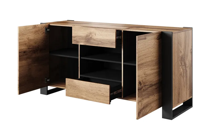 Oberting Kommode 164x44 cm - Træ/natur/Grå - Opbevaring - Opbevaringsmøbler - Kommode